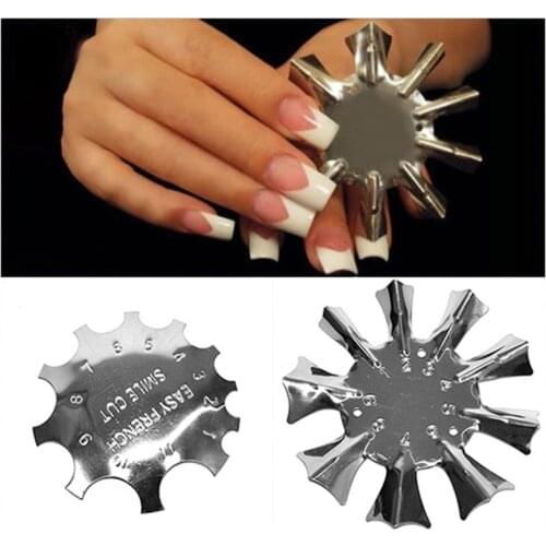 1pc Nail Art Edge Metal Trimmer Nail Form Cutter Clipper Styling Nail Gel Easy French Trim Smile Line Nail Template Tools #RK/98