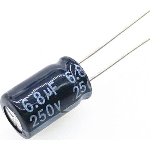 10pcs/lot T35 250v 6.8UF aluminum electrolytic capacitor size 8*16 250v 6.8UF 20