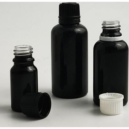 100ml 50ml 30ml 20ml 15ml 10ml 5ml Paint Shining Black Essential Oil Bottle With Tamper Evident Cap 200 PCS