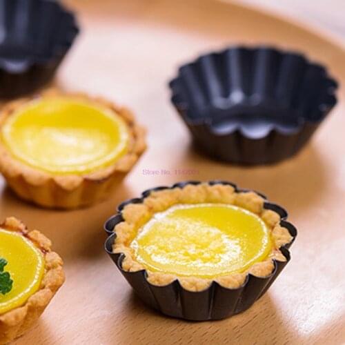 100pcs non-stick tart pan Carbon Steel Mini egg Tart Pans Reusable Cupcake mold flower cup cake mold Muffin Baking Cup