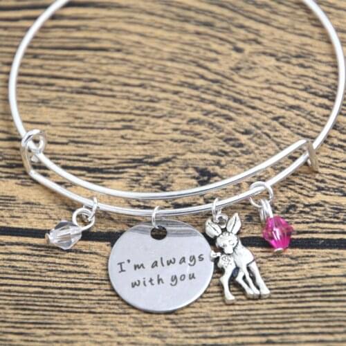 12pcs Baby Deer Fawn Bracelet I'm Always With You Deer Father Daughter Mother Daughter bangles Crystals