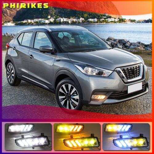 2PCS LED Daytime Running Light For Nissan Kicks 2019 2020 Turning Yellow Signal Relay Waterproof Car 12V LED DRL
