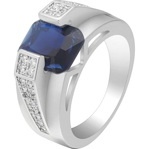 2017 Promotion vintage white royal blue cz stone silver plated rings for lover women jewelry party engagement wedding ring