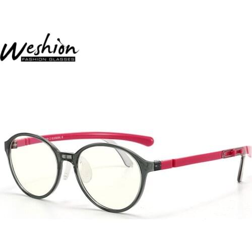 2021 Teens Anti Blue Light Glasses Kids Optic Frame Silicone TR90 Adjustable Arm Round Anti Reflective Cellphone Glasses UV400