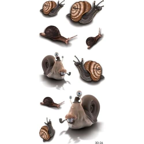 3D Color Mr. Snail Temporary tattoo Waterproof body arm back paint real tatoo sticker women sexy products