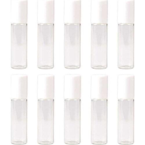 5pcs 5ml/10ml clear glass essential oil roller bottle perfume energy repair natural chip stone aura roller glass bottle