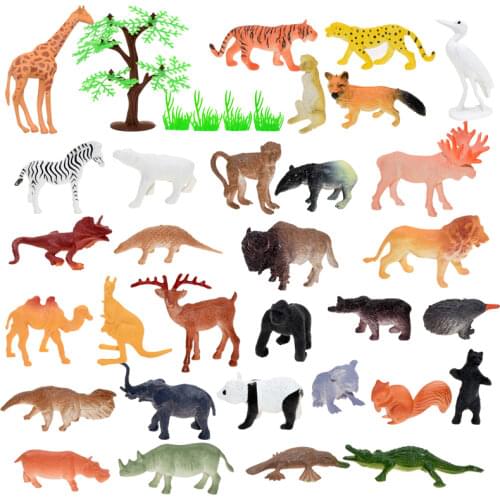 53pcs/set Mini Animal World Zoo Model Figure Action Toy Set Cartoon Simulation Animal Lovely Plastics Collection Toy For Kids