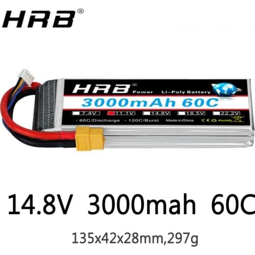 HRB Lipo Battery 14.8V 3000mah 4S 60C XT60 EC5 XT90 XT90-S AS150 Deans T Plug Female RC Quadcopter Airplanes FPV Drone Car Parts