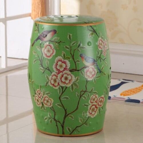 American Rural New Chinese Shoe Change stool Flower And Bird Ceramic Drum Antique stool home decoration porcelain ceramic stool