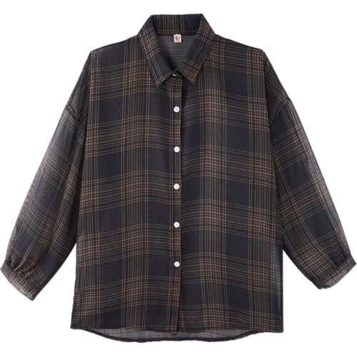 Neatie kiddie Fashion Spring Autumn Plaid Long Sleeve Blouse Women Clothes 2019 Single Breasted Loose Streetwear Shirt Tops