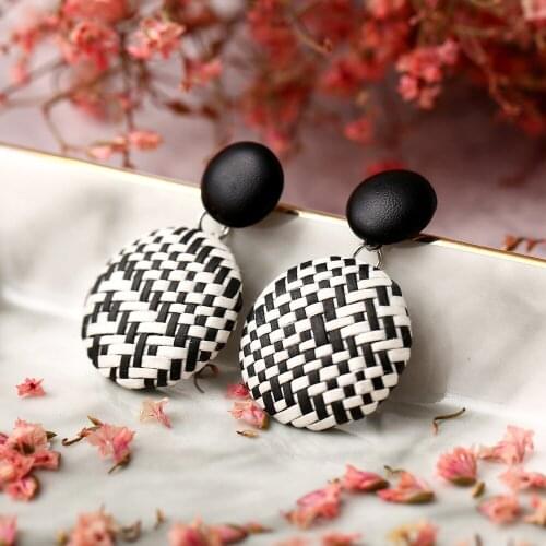 Bohemia Handmade Rattan Weave Drop Earrings For Women Geometric New bamboo Straw Knit Vine Jewelry Romantic Gifts For Her