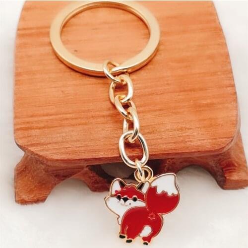 Cute cat fox animal cat pendant keychain, jewelry gift for girls and girls