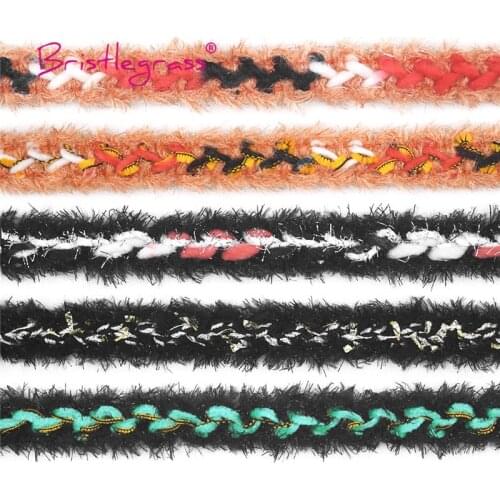BRISTLEGRASS 1 Yard 3/4" 20mm Glitter Blended Yarn Braided Crochet Lace Trim Macrame Chic Ribbon Headband Dress DIY Sewing Craft