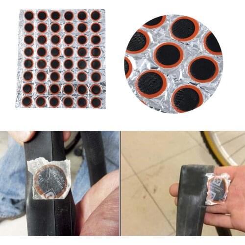 Black and Orange Rubber Tyre Patch 49 Pieces Circular Rubber Tyre Patches for Repairing Inner Tubes Airbeds Inflatable Craft Mat
