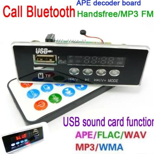 Dc 5-12v Bluetooth call digital led MP3/WMA/WAV/APE audio player decoder board with Headset output,USB computer sound card car