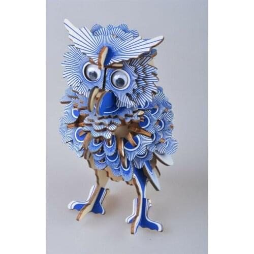 3D Owl Wooden Puzzle Jigsaw Wood Craft Modelling Toy Kit Kids DIY Educational Toy Handicrafts Child Gift