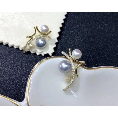 2 PEARLS 925 Sterling Silver Earrings Mountings Jewelry Parts Fittings Women Accessories for Pearls Beads Stones Agate Jade