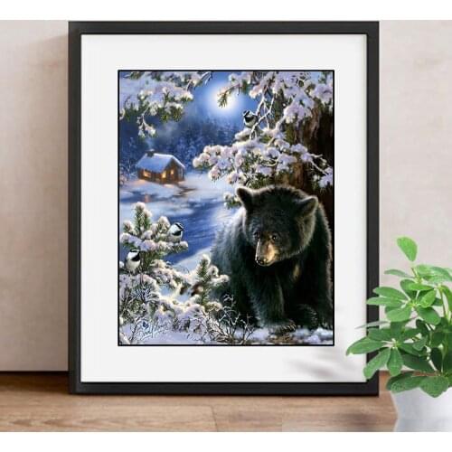 DIY Diamond Painting Bear Diamond Embroidery Cross Stitch Cartoon Round Full Drill Mosaic Kit Garden Decoration