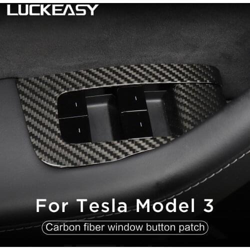 LUCKEASY Car Window Button Modified Patch For Tesla Model 3 Model Y 2021 Car Interior Accessories Door Lock Decorative Patch