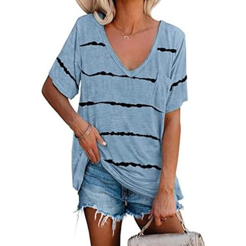 Harajuku Oversized T Shirt Women Short Sleeve Striped Tops Summer T-Shirts Casual Loose Pocket Shirts Big Size Pullover Tops
