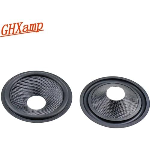 GHXAMP 4 Inch Speaker Cone Woofer Carbon Fiber Sound Basin Rubber Edge For Repair Audio Loudspeaker Accessories Diy 2pcs