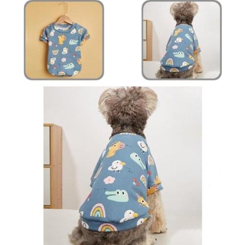 Blue Pretty Cute Animal Rainbow Print Pet Dog Clothes Lightweight Pet Sweater Fine Workmanship for Autumn