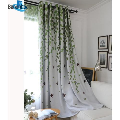 Hot Sale Cortinas Dormitorio Modern Fresh Garden Curtains For Living Room Bedroom Printed Leaves Decorative Window Curtain