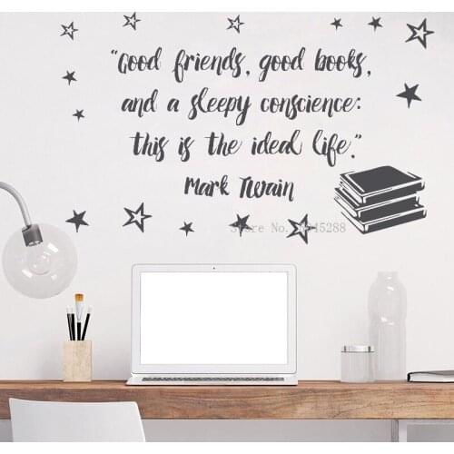 Good Friends Good Book Kids Wall Decal Books Quote Reading Room Stickers bookshelf Girl Boy Bedroom Star decoration Mural Y285