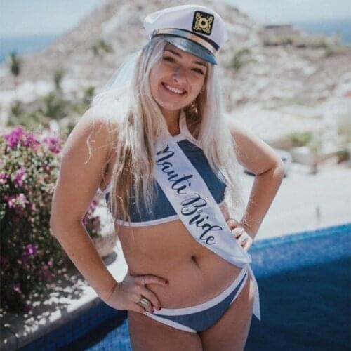 Lets Get Nauti Sash Captain Hat Nautical beach wedding Bachelorette hen Party bridal shower bride to be Sash bridesmaid gift