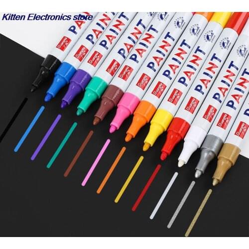 12 Colors Paint Marker Pen Fade-proof Car Tyre Tire Tread CD Metal Permanent Paint Marker Graffti Oily Stationery