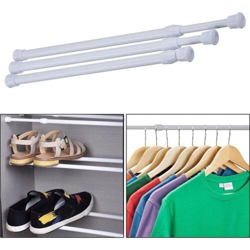 Adjustable Curtain Rod Metal Spring Loaded Bathroom Bar Shower Extendable Telescopic Poles Rail Hanger Rods EF