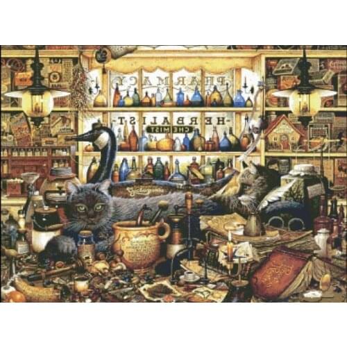 Cat in the bar Cross Stitch Kits Animal Needlework Embroidery Crafts 14ct Unprinted DIY Arts Handmade Home Decor