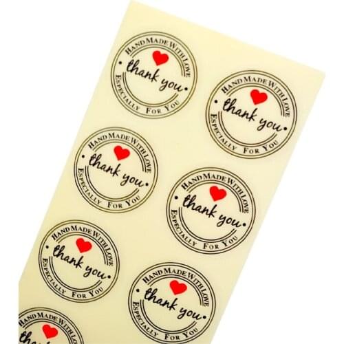 1000PCS/lot Transparent THANK YOU With Red Heart Stickers Candy Favors Gift Boxes Handmade Gift tag Labels Envelope Seals