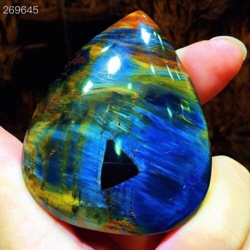 Namibia Natural Yellow Blue Pietersite Chatoyant Pendant 94.7/54.7/7mm Water Drop Women Men Cat Eye Jewelry Ceretificate AAAAAA
