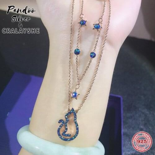 New S925 Sterling Silver High Quality Jewelry 1:1 Copy,CATTITUDE Moonlight Cat Double Side WearNecklace Elegant Gift With Logo