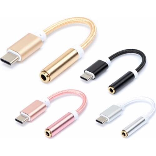 New AUX audio cable USB Type C to 3.5 Earphone Adapter Type-C to 3.5mm Headphone converter for xiaomi 6 Letv Le2