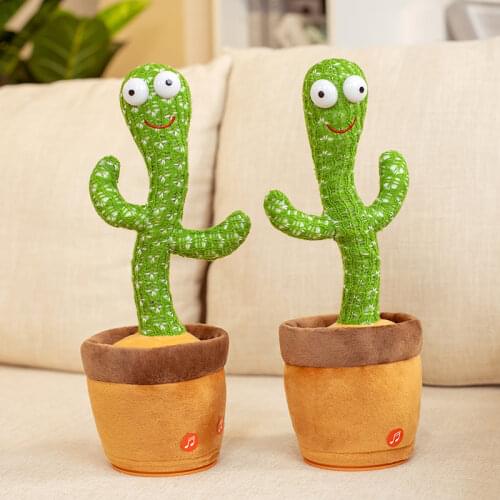 New Electronic Dancing Cactus Singing Dancing Decoration Gift for Kids Funny Early Education Toys Knitted Fabric Plush Toys