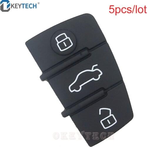 OkeyTech 5pcs/Lot Replacement Rubber Car Remote Key Pad Cover For Audi A3 A4 A5 A6 A8 Q5 Q7 TT S LINE RS A4 Allroad 3 Buttons