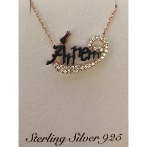 MIDDLE WHITE VAV LETTER + BLACK STONE MOMS WRITING + BLACK STONE TULIP OFFICIAL SIDES AWESOME GIFT TO MOTHERS SHAPED NECKLAC