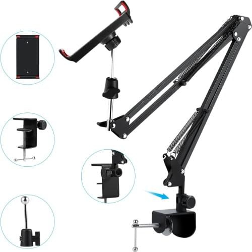 SOONHUA Phone Stand Cell Phone Holder Stands Clip-On Flexible Long Arms Tablet Mount Bracket Phone Holders For Desk For IPhone