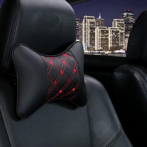 Universal Car Seat Headrest Double Side Pu Leather Neck Memory Pillow Head Support Protector Cushion Auto Travel Accessories