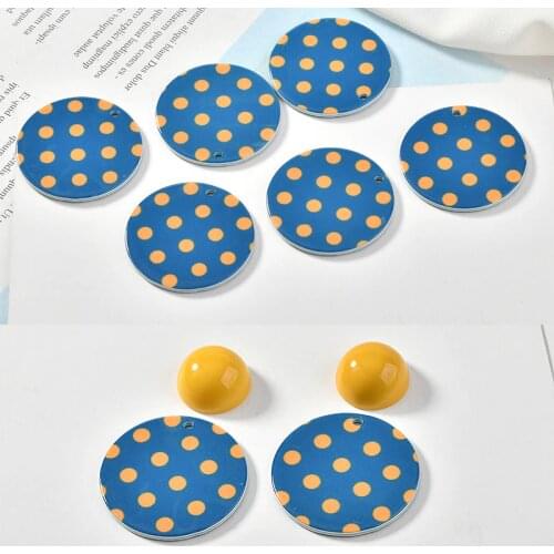 Retro geometric circular dot blue circular acrylic accessories DIY hand-made earrings jewelry material