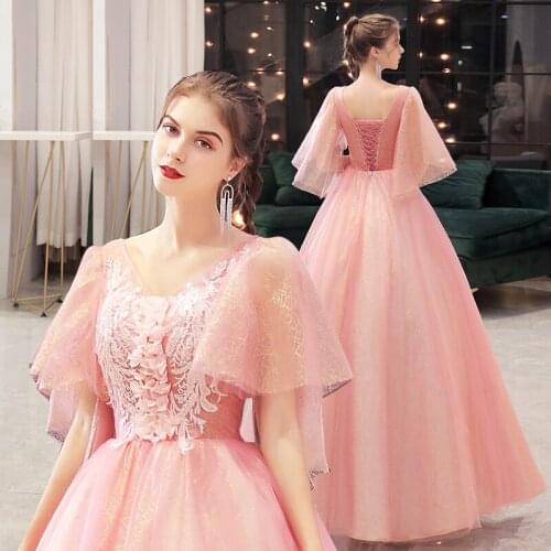 Luxury pink cloak sleeve sequined beading fairy court ball gown royal Medieval Renaissance Victorian dress Belle ball