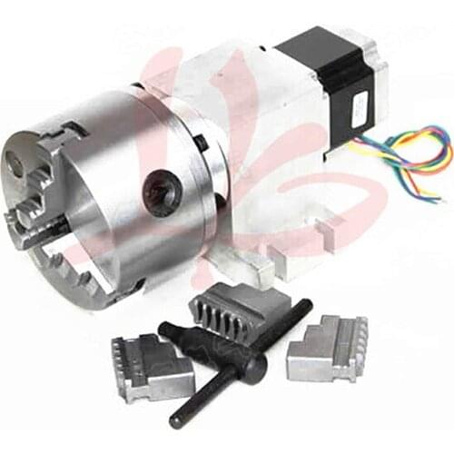 CNC Router Part 4th Axis 14-50-100A Harmonic Wave Driver Reducer 3 Jaw 100mm Chuck for CNC Engraving Machine