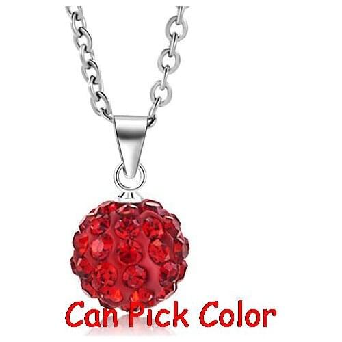 Hgr34 16 inch white mixed Fashion Rhinestones Silver Plated disco ball CZ ball Necklace Pendant Chain crystal