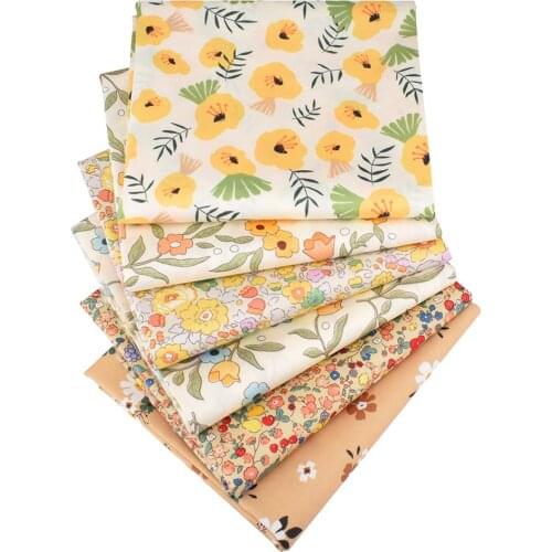 Printed Twill Cotton Satin Fabric,Little Orange Blossom,Patchwork Cloth For DIY Sewing Quilting Baby&Childs Bedclothes Material