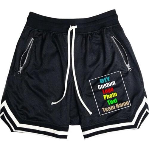Customized LOGO shorts mens summer thin section mesh quick-drying breathable casual five-point pants