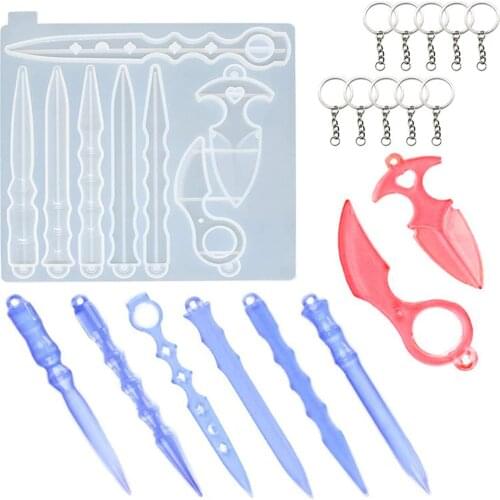 Self Defense Weapon Keychain Silicone Mold for Resin Art (8 Cavity) Pointed DIY Resin Mold Supplies Silicone Mold Resin 45a