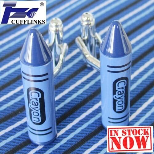 Blue Crayon Cufflink Cuff Link 2 Pairs Free Shipping Promotion