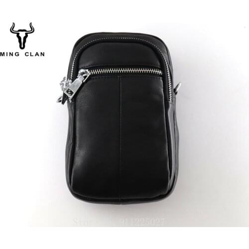 Xiaomi Fashion Mens Wear Belt Mobile Phone Bag Hanging Bag Genuine Leather Shoulder Bag Vertical Zipper Waist Pack
